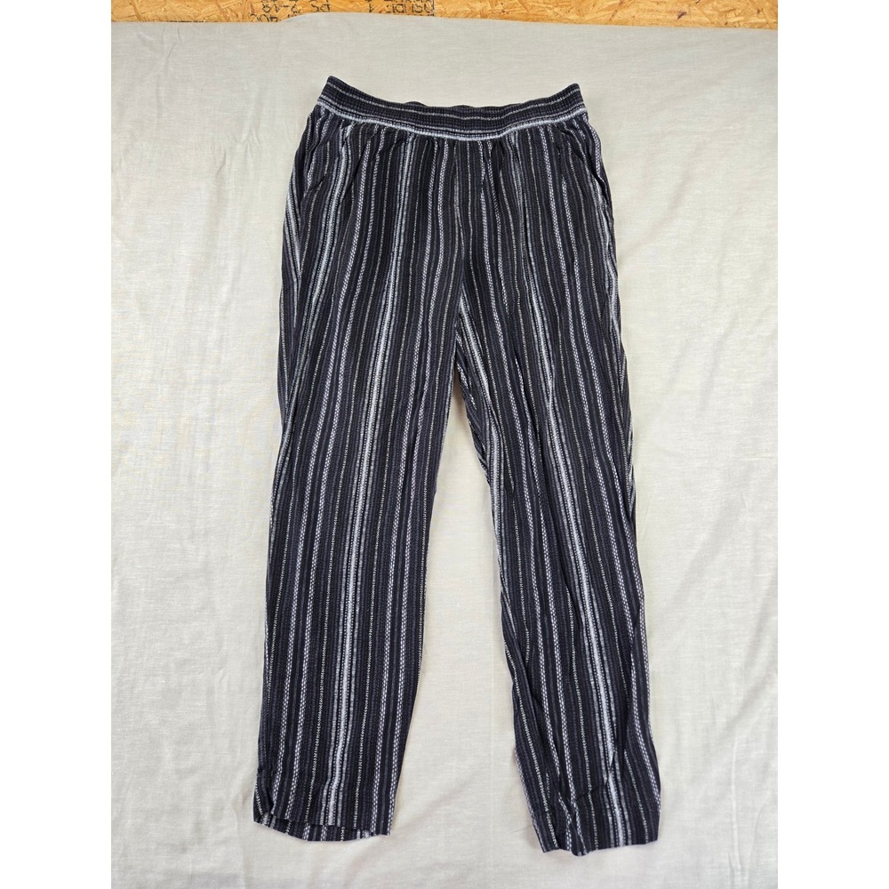 Jessica Simpson Womens Black White Striped Viscose Relaxed Pull On Pants Small